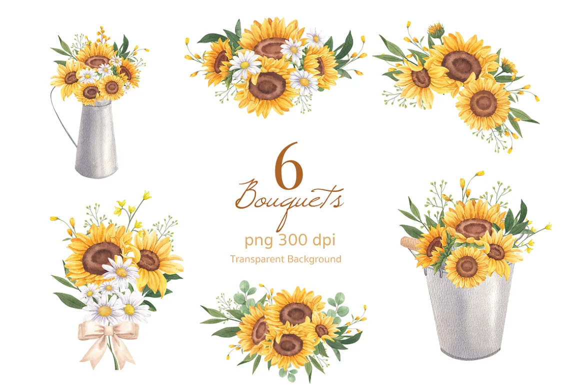 Sunflower Blooming Watercolor