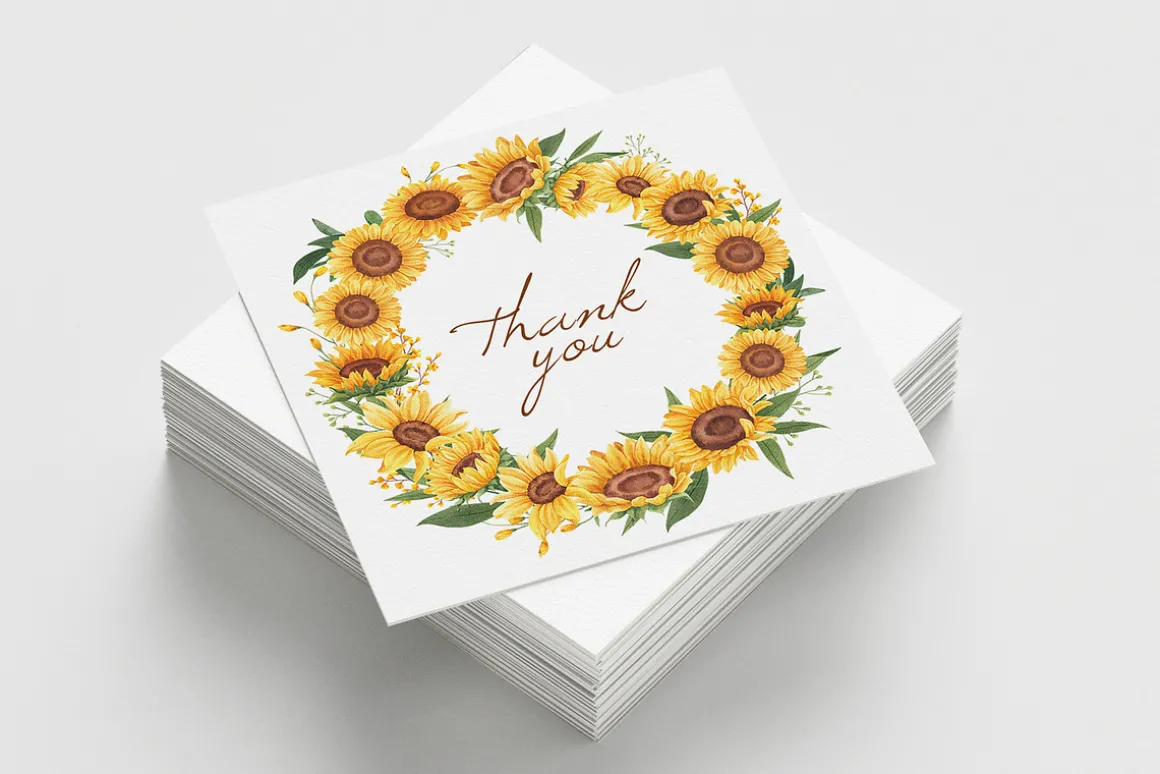 Sunflower Blooming Watercolor