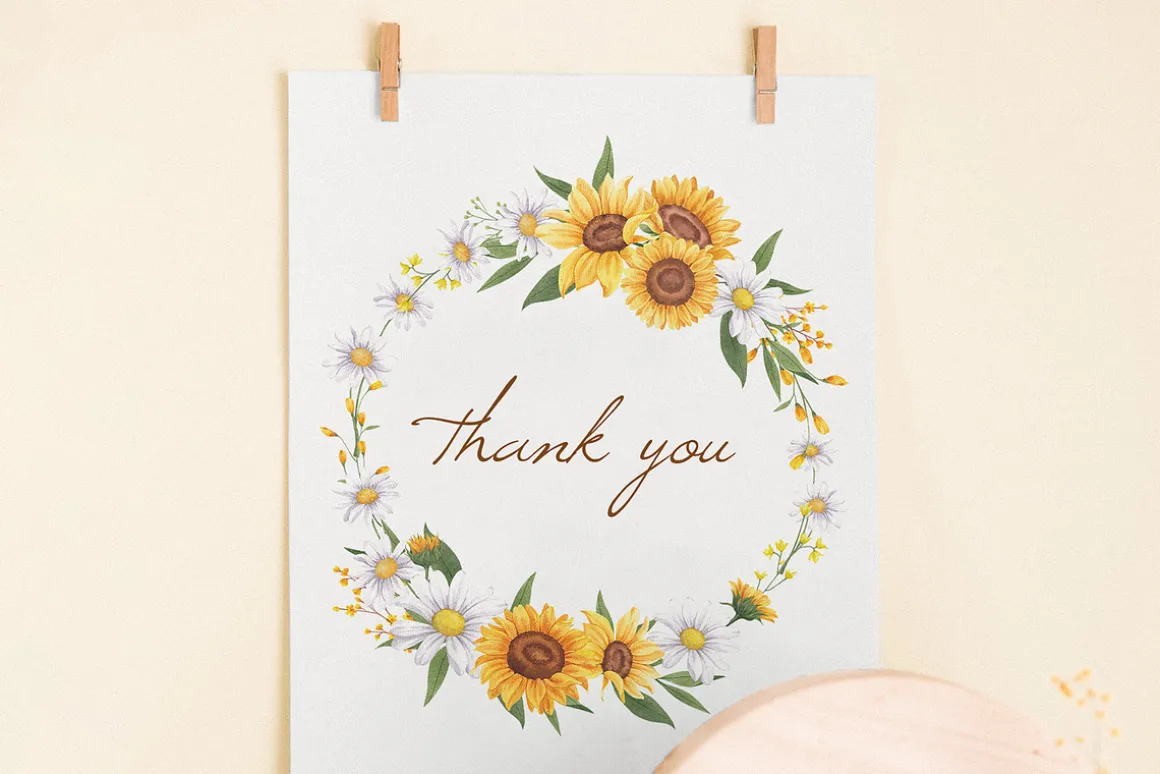 Sunflower Blooming Watercolor