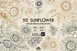 Sunflowers line art + Procreate