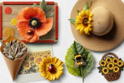 Sunflowers Realistic PNG Objects