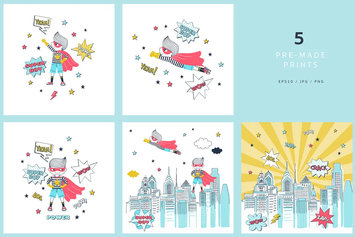 Super Hero Boy cliparts & patterns