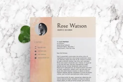 Sweet Watercolor Resume Template/G