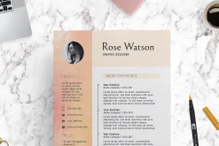 Sweet Watercolor Resume Template/G