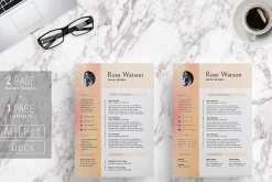 Sweet Watercolor Resume Template/G