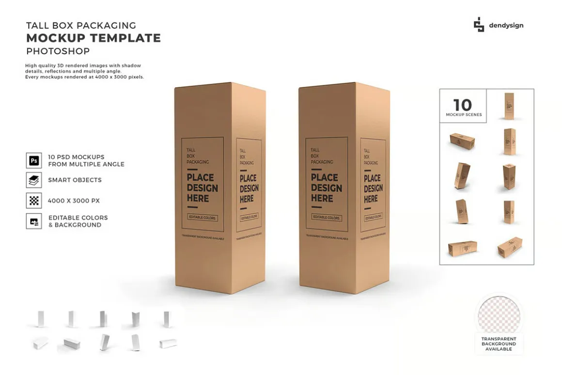 Tall Box Packaging Mockup Template