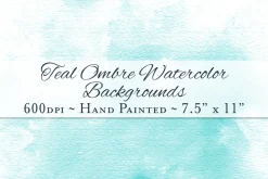 Teal Ombre Watercolor Backgrounds