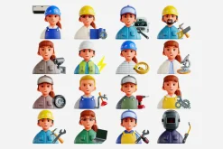 Technician 3D Icon Set