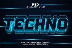 Techno 3d Editable Text Effect Style