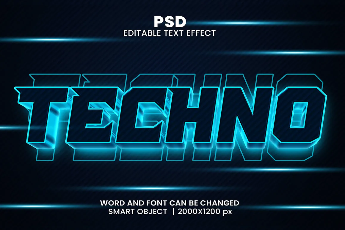 Techno 3d Editable Text Effect Style