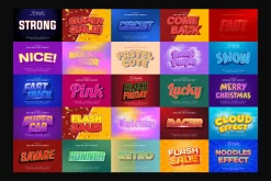 25 Text Effects Bundle | EPS Vector