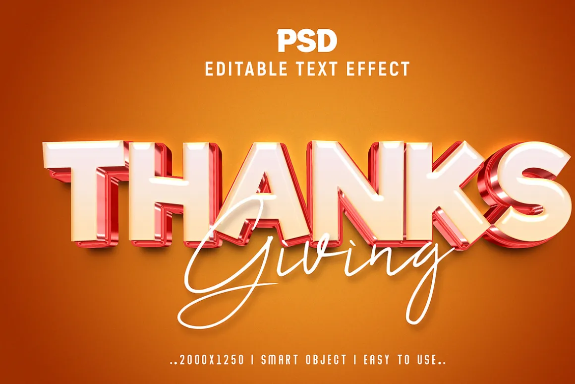 Thanks Giving 3D Text Effect Style