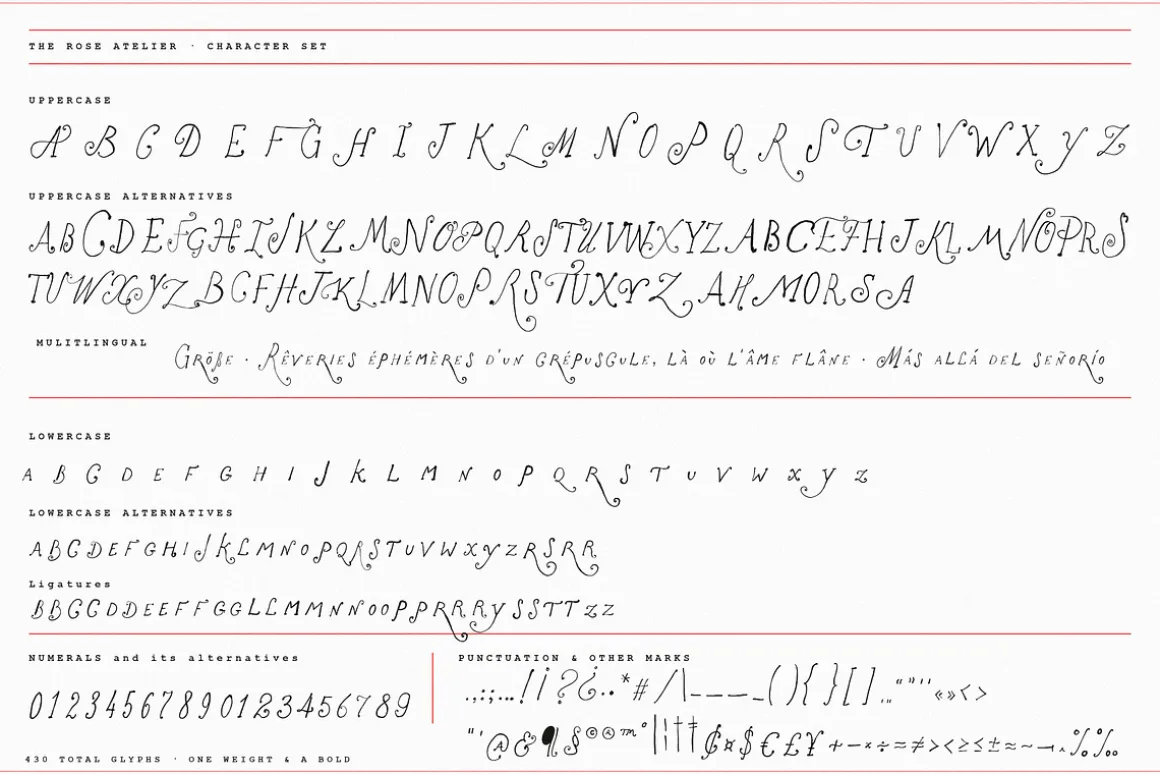 The Rose Atelier// Hand drawn Font