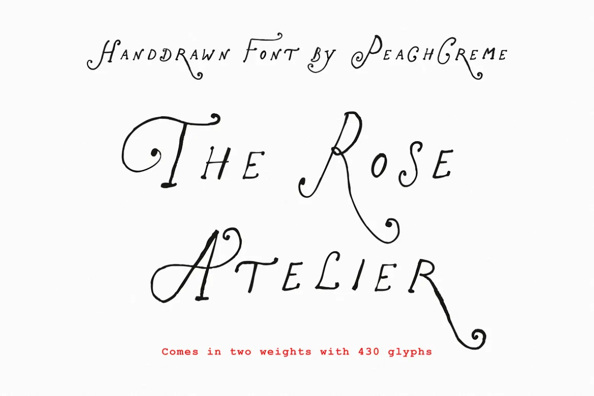 The Rose Atelier// Hand drawn Font