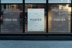 Three-Panel Window Poster Mockup