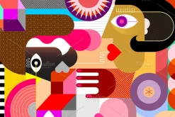 Three People Abstract Vector Artwork