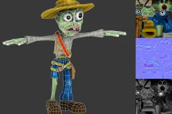 Toon Cowboy Zombie Character