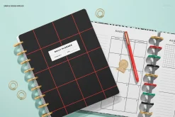 Top View Two Spiral Planners mockup