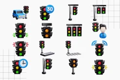 Traffic Light 3D Icons