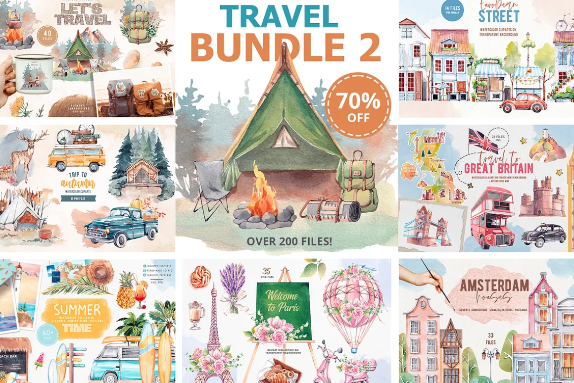 TRAVEL BUNDLE 2. Watercolor set