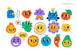 Trendy Cartoon Illustrations Set