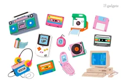 Trendy Cartoon Illustrations Set