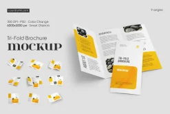 Tri-Fold Brochure Mockup Set