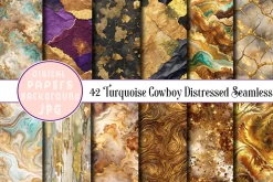 Turquoise Cowboy Distressed Seamless