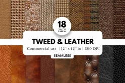 18 Tweed and Leather Digital Papers