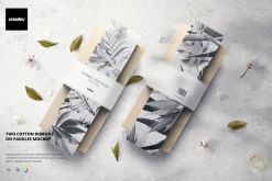 Two Cotton Ribbons on Paddles Mockup