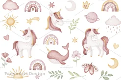 unicorn clipart watercolor