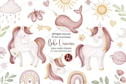 unicorn clipart watercolor