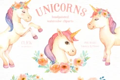 Unicorns Watercolor Clip Art