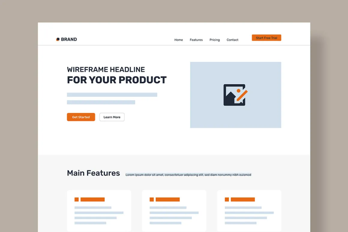UX UI Website Landing Page Wireframe