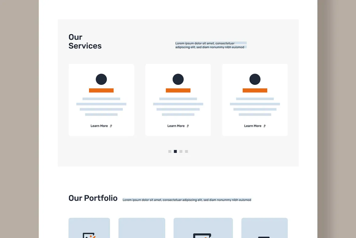 UX UI Website Landing Page Wireframe