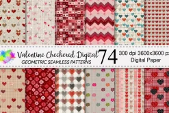 Valentine Checkered Digital Paper