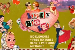 Valentines day RETRO Design SET