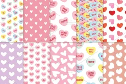 Valentine seamless patterns set