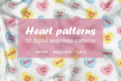 Valentine seamless patterns set