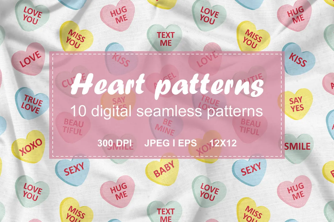 Valentine seamless patterns set