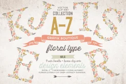 Vector floral alphabet