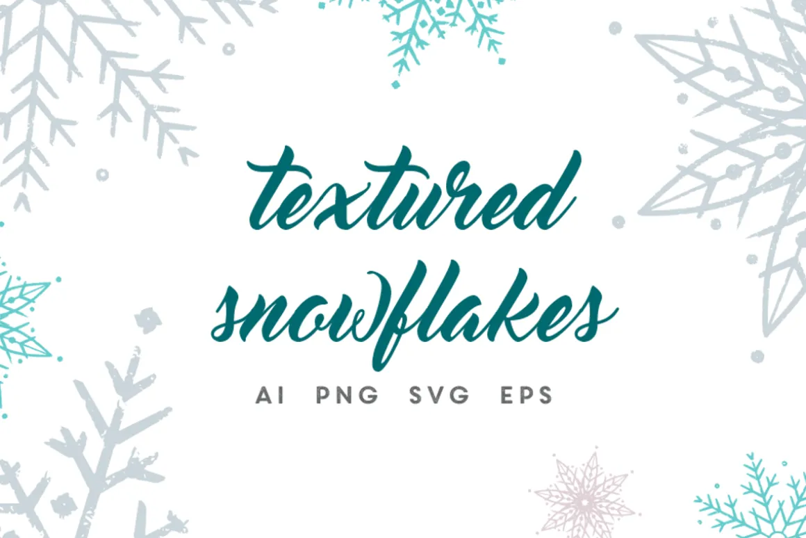 Vector textured grungy snowflakes