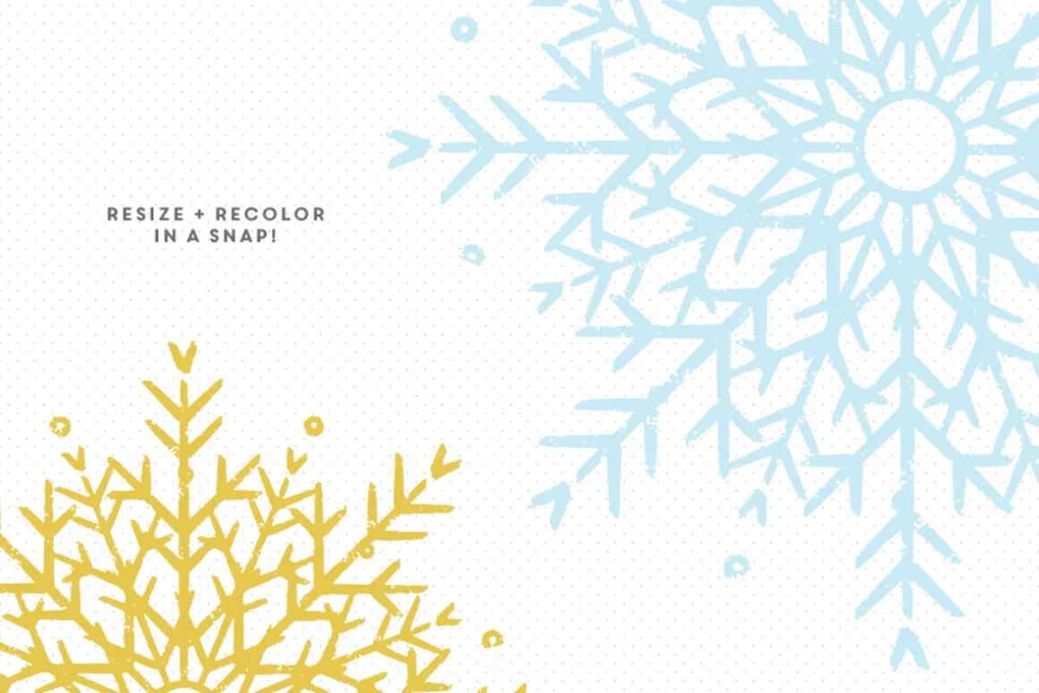 Vector textured grungy snowflakes