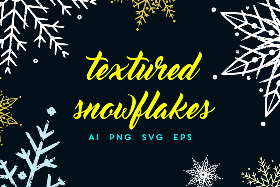 Vector textured grungy snowflakes