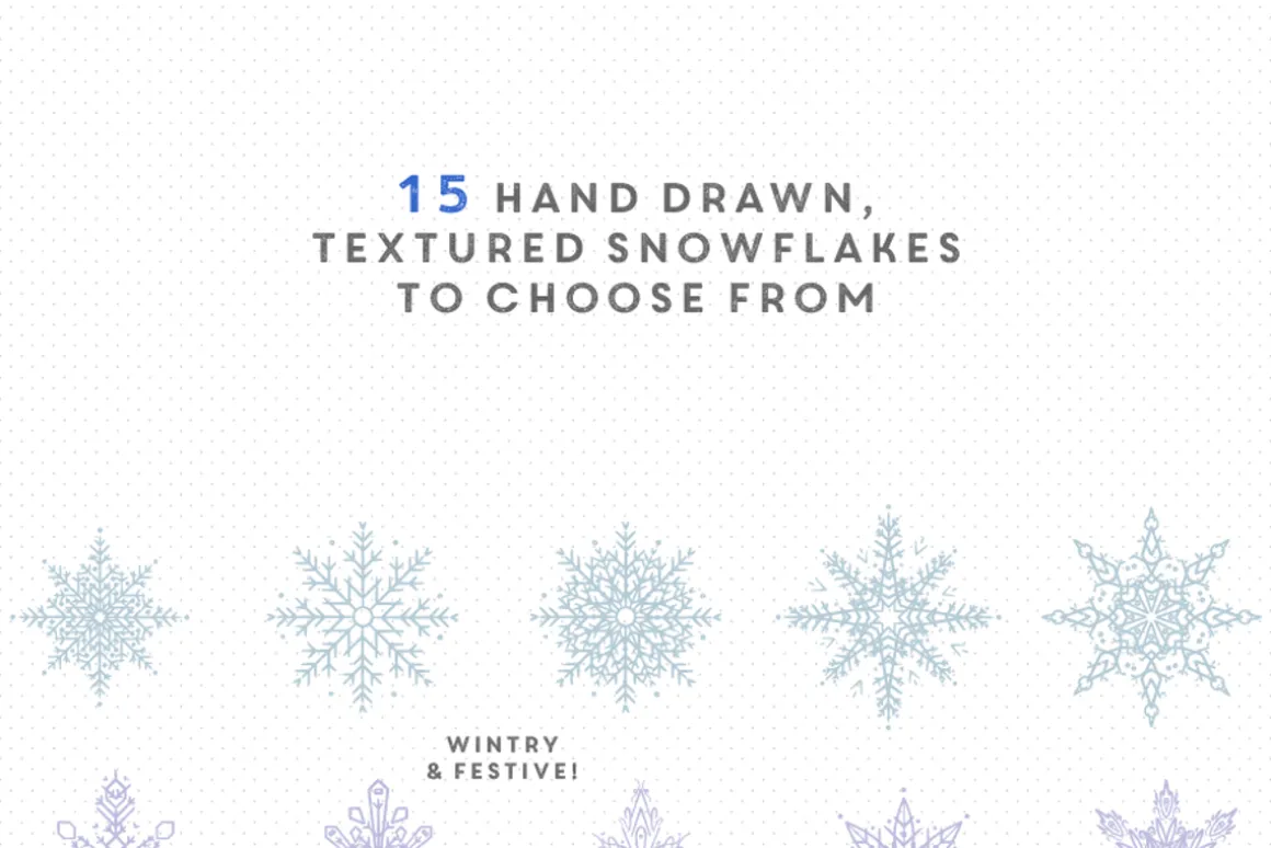 Vector textured grungy snowflakes