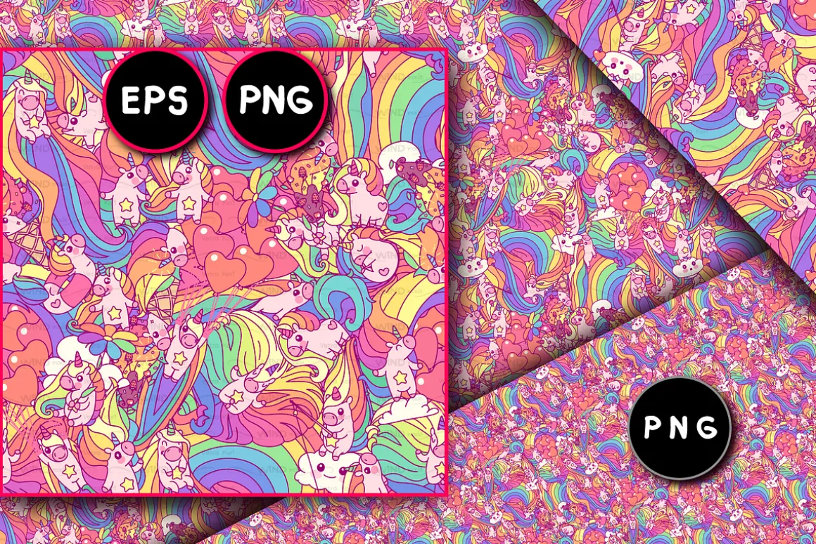 vector Unicorn seamless pattern