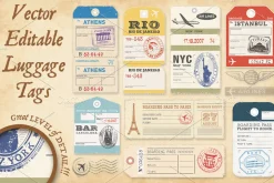 Vector Luggage Tags Illustrations 1