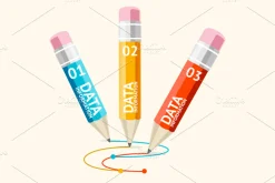 Vector pencil set, infographics flat