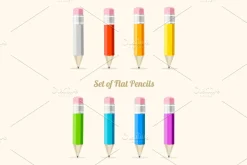 Vector pencil set, infographics flat