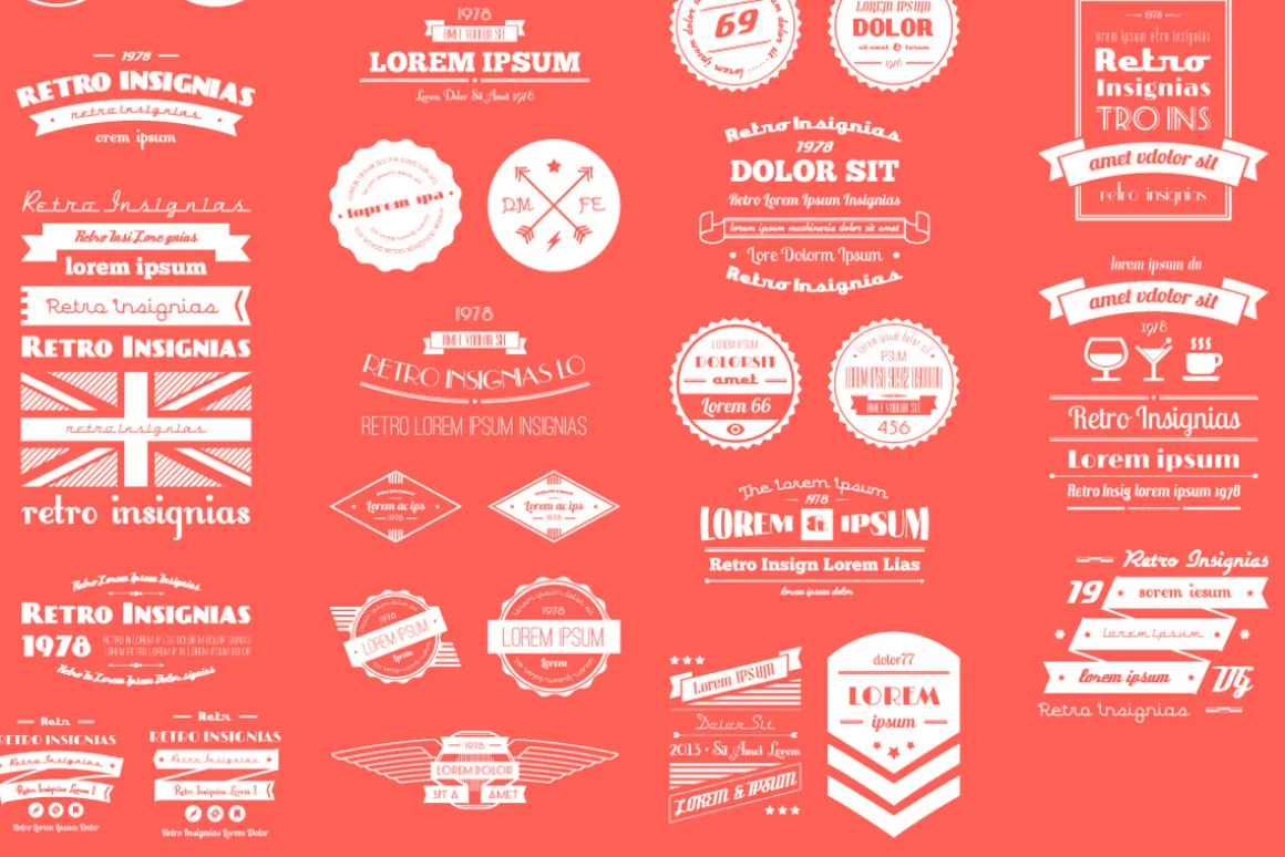 42 vector retro insignias, Banners